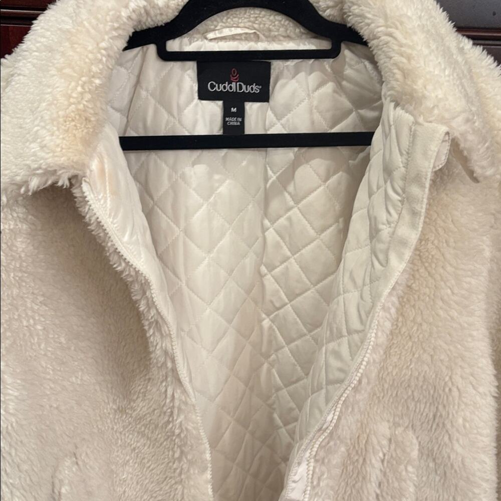 Cuddl Duds Cream Sherpa Oversized Bomber Jacket Size M - Picture 4 of 9
